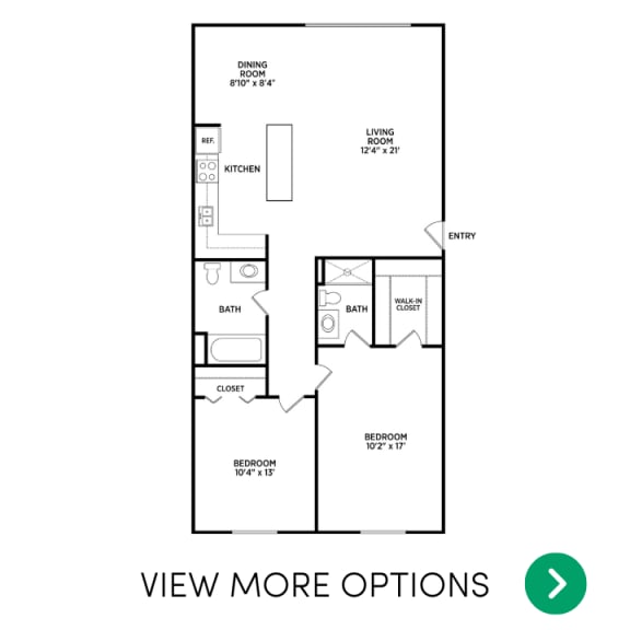 2 bedroom apartment floor plans in East Lansing, MI near Michigan State University | East Knolls