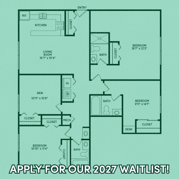 A floor plan of a house with a waitlist sign.