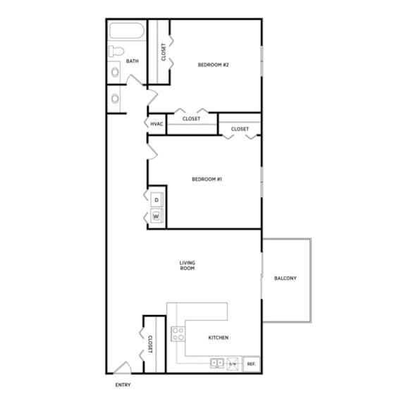 2 bedroom apartment floor plans in East Lansing, MI near Michigan State University | Glenwood