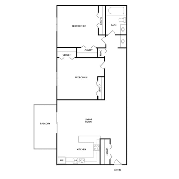 2 bedroom apartment floor plans in East Lansing, MI near Michigan State University | Glenwood