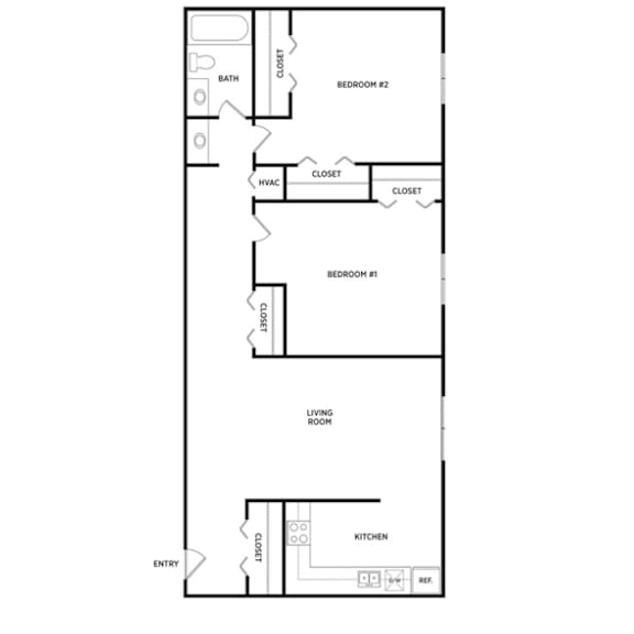 2 bedroom apartment floor plans in East Lansing, MI near Michigan State University | Glenwood