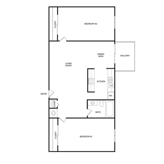 2 bedroom apartment floor plans in East Lansing, MI near Michigan State University | Glenwood