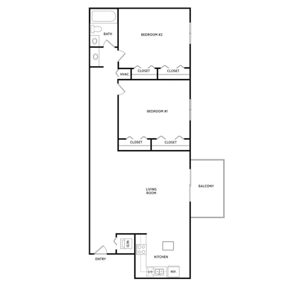 2 bedroom apartment floor plans in East Lansing, MI near Michigan State University | Glenwood