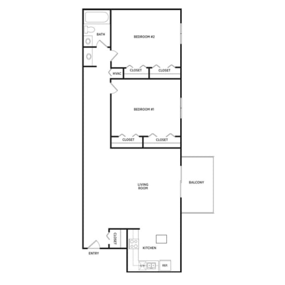 2 bedroom apartment floor plans in East Lansing, MI near Michigan State University | Glenwood