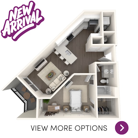 1 bedroom floor plan at Okemos Apartments | Knob Hill Apartments in Okemos, MI