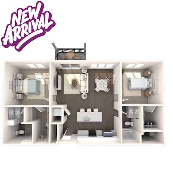 2 bedroom floor plan at Okemos Apartments | Knob Hill Apartments in Okemos, MI