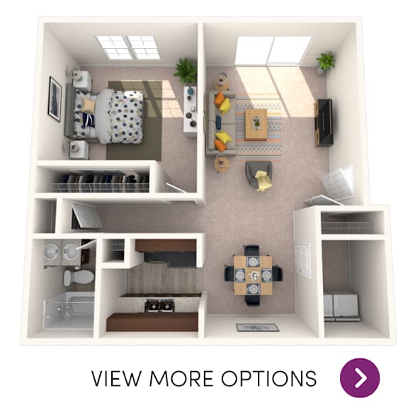 1 bedroom floor plan Knob Hill Apartments in Okemos, MI