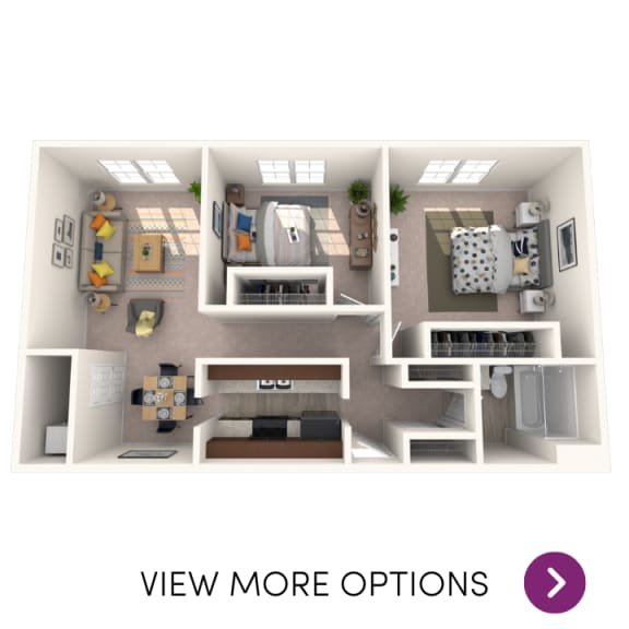 2 bedroom floor plan at Okemos Apartments | Knob Hill Apartments in Okemos, MI