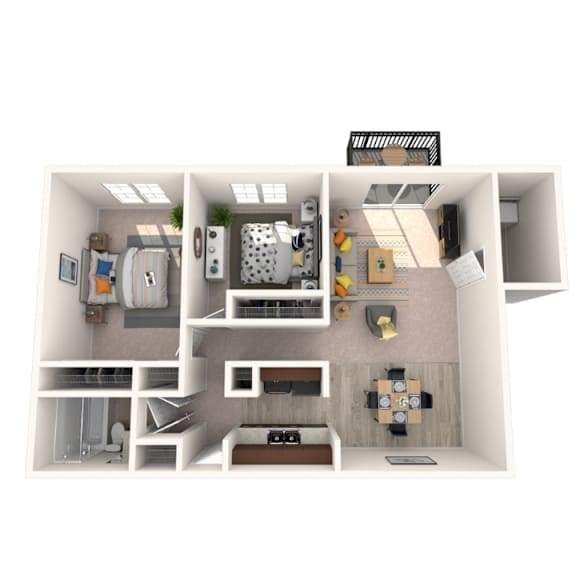 2 bedroom floor plan at Okemos Apartments | Knob Hill Apartments in Okemos, MI