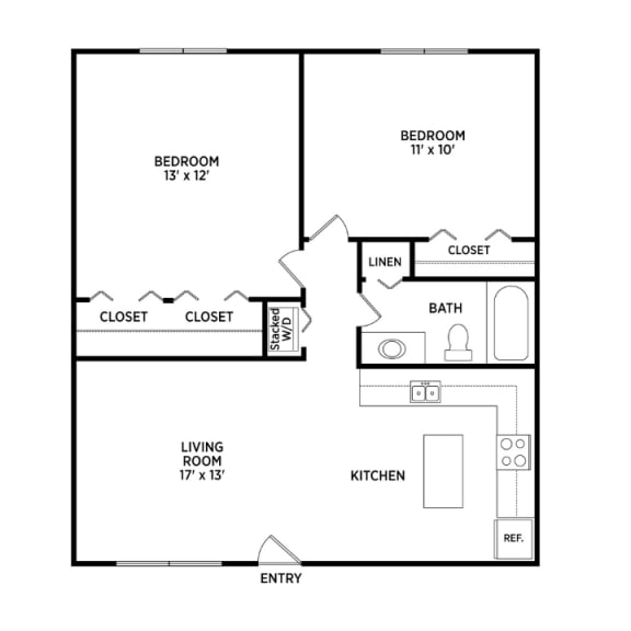 2 bedroom apartment floor plans in East Lansing, MI near Michigan State University | North Pointe