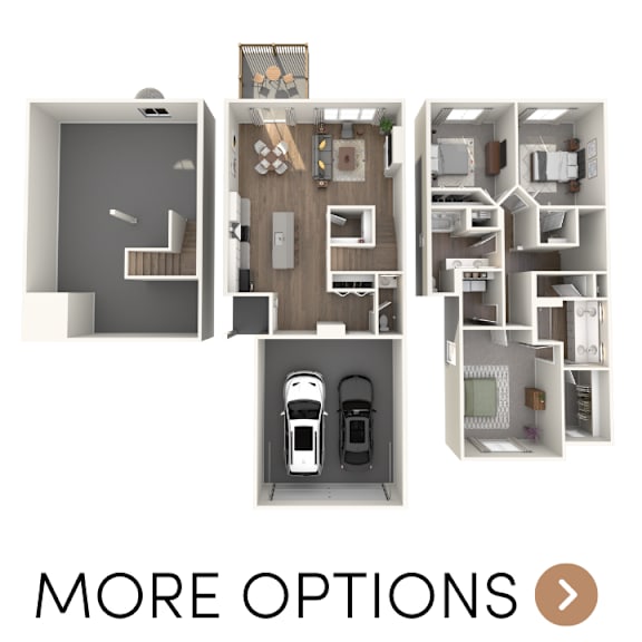 3 bedroom 2.5 bathroom duplex floor plan at Okemos Grand Reserve in Okemos, MI