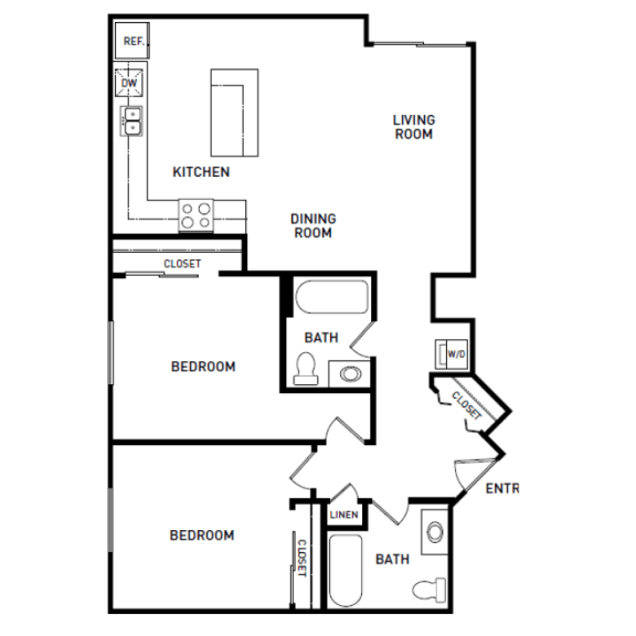 2 bedroom apartment floor plans in East Lansing, MI near Michigan State University | River Park