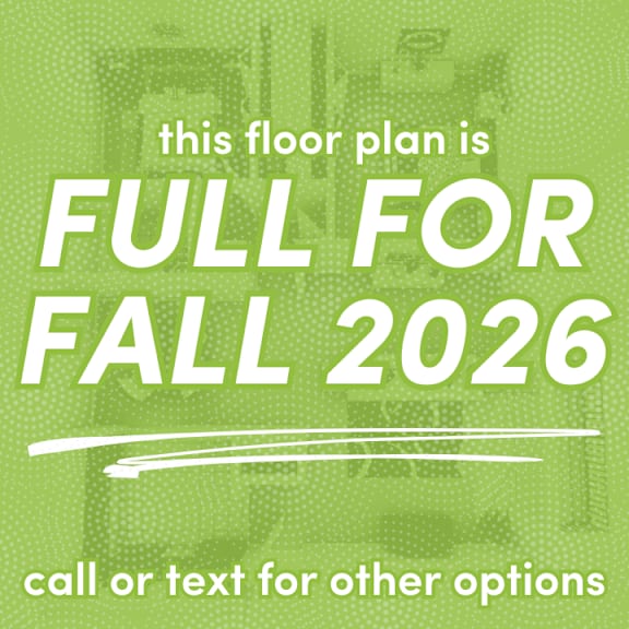 A green poster stating that the floor plan is full for fall 2026 and provides contact information for other options.