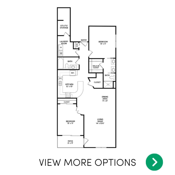 Floor Plan  2 bedroom apartment floor plans in East Lansing, MI near Michigan State University | The Linden