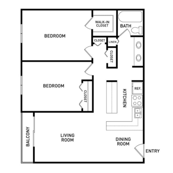 2 bedroom apartment floor plans in East Lansing, MI near Michigan State University | The Oaks