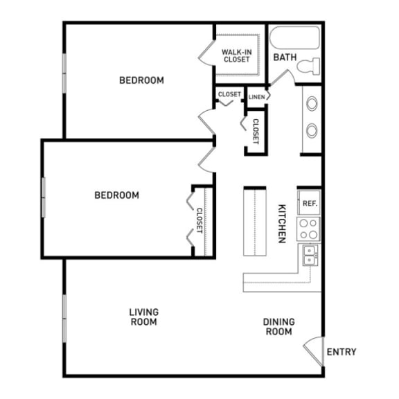 2 bedroom apartment floor plans in East Lansing, MI near Michigan State University | The Oaks
