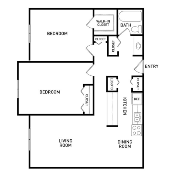 2 bedroom apartment floor plans in East Lansing, MI near Michigan State University | The Oaks