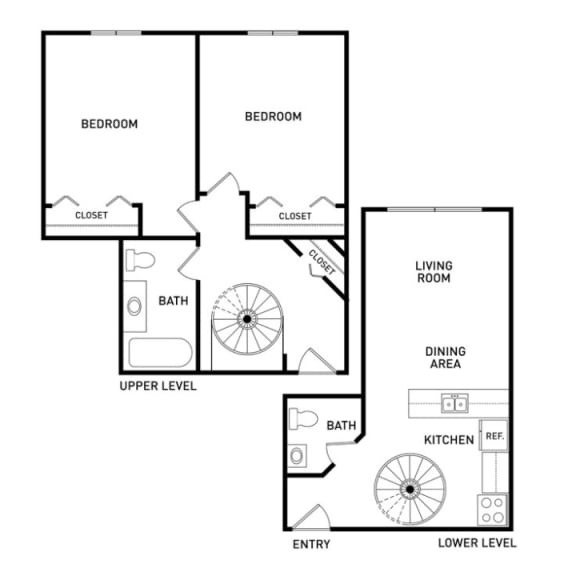 2 bedroom apartment floor plans in East Lansing, MI near Michigan State University | The Oaks