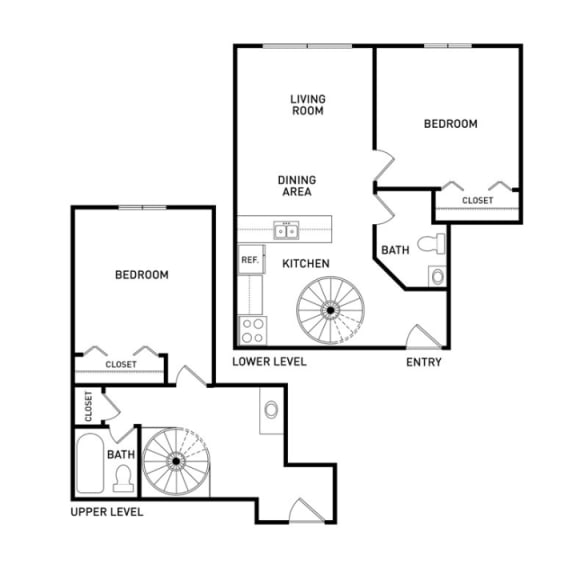 2 bedroom apartment floor plans in East Lansing, MI near Michigan State University | The Oaks
