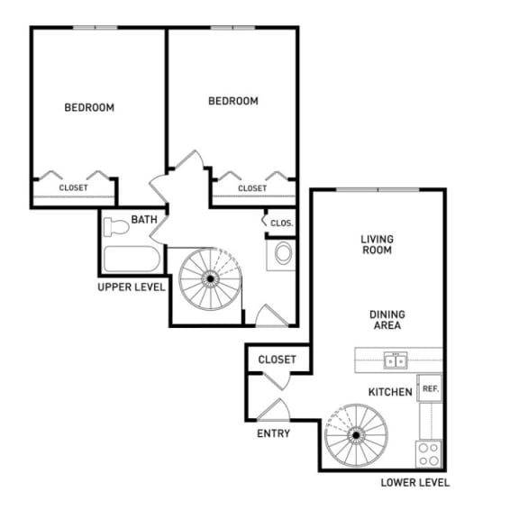 2 bedroom apartment floor plan at Oaks Apartments in East Lansing near Michigan State University