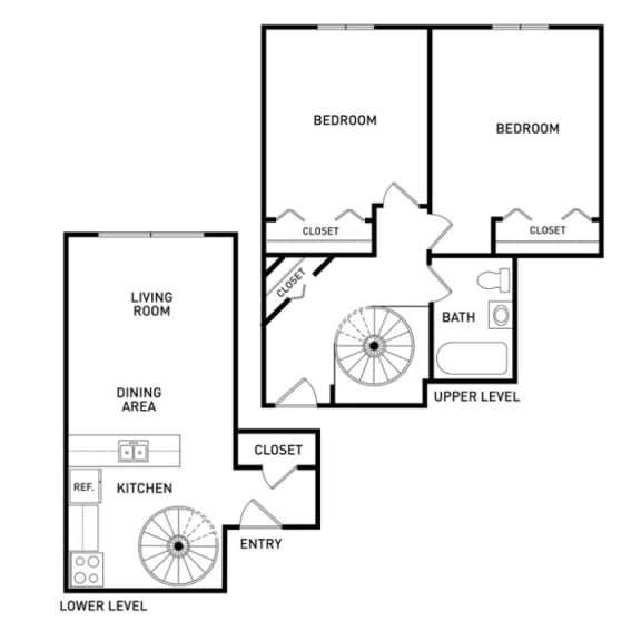 2 bedroom apartment floor plans in East Lansing, MI near Michigan State University | The Oaks