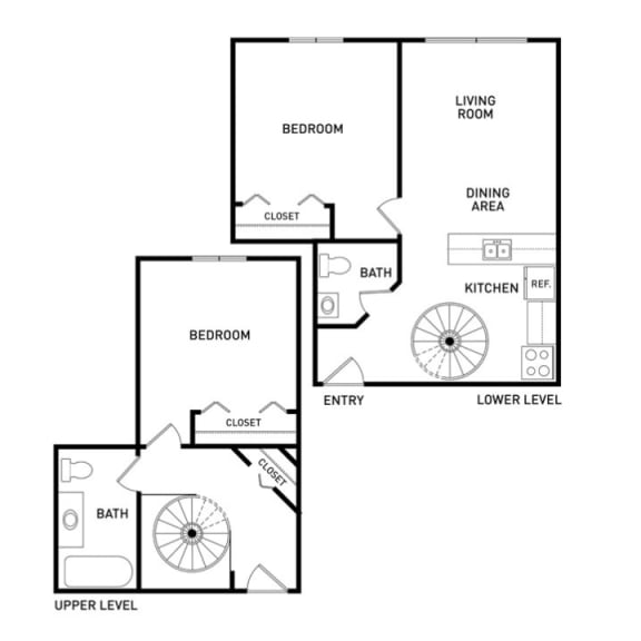 2 bedroom apartment floor plans in East Lansing, MI near Michigan State University | The Oaks
