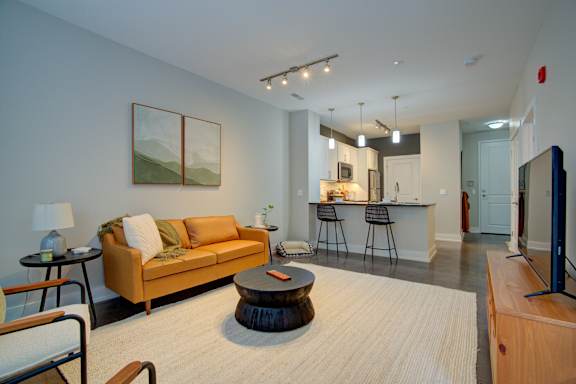 Living room at Vista at the Heights in Lansing, MI