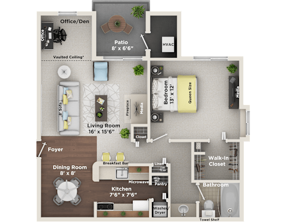 A floor plan of a house showing the layout of the rooms.