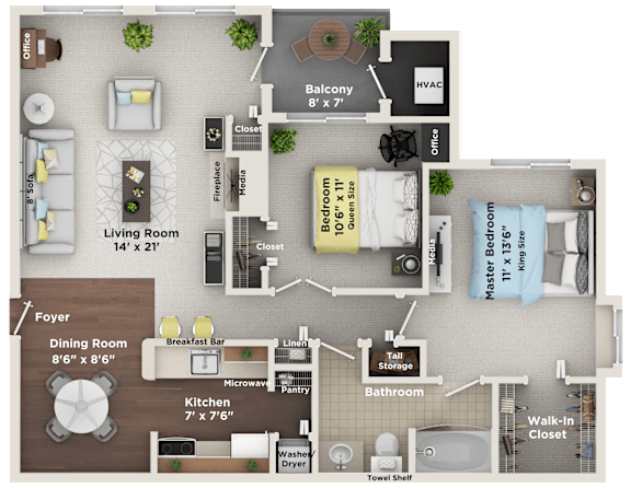 A detailed floor plan of a house showing the layout of all the rooms.