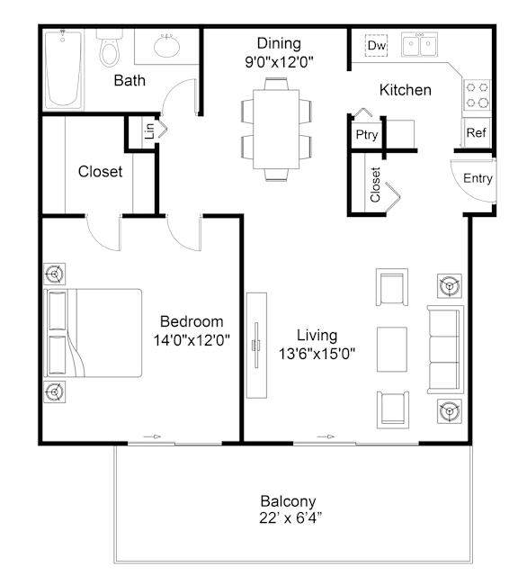 A black and white image of a house floor plan.