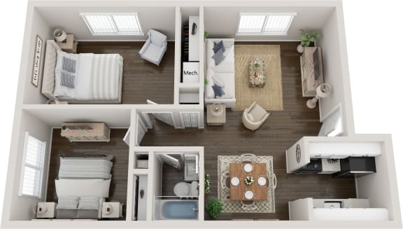 Sage Floor Plan at Residences at Grand Blanc Apartments - Grand Blanc, MI, Michigan
