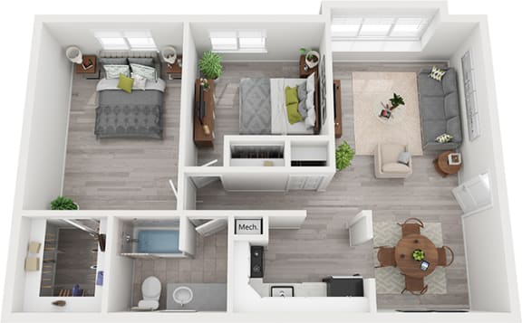the aerial view of the bedroom floor plan of a 2100 sq ft house
