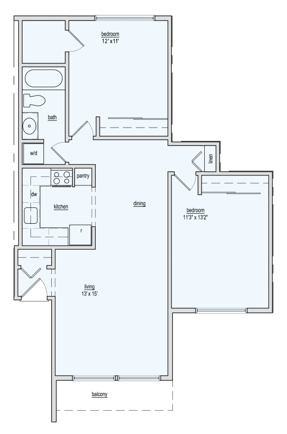 a floor plan of a bedroom floor plan with a kitchen and a bathroom