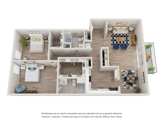 2 bed 2 bath B at Rochester Club Apartments, Rochester, 48306