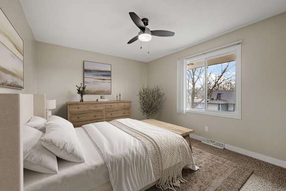 Modern Bedroom at Beach South at the Lake, Robbinsdale, MN, 55422