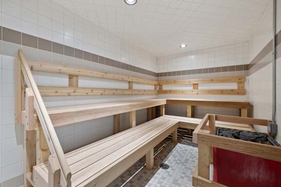 the locker room at the spa at Lowertown Lofts, Minnesota
