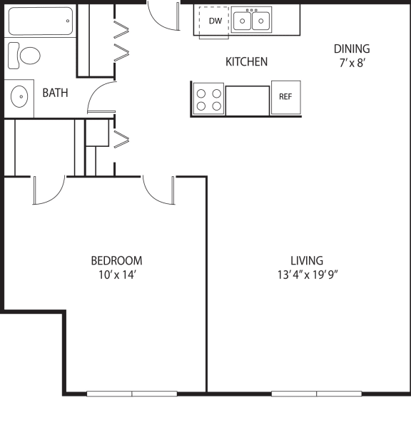 1 bed 1 bath floor plan C at Axon Green, Minneapolis