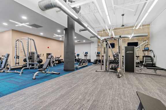Gym with treadmills and other exercise equipment at The Cosmopolitan, Minnesota