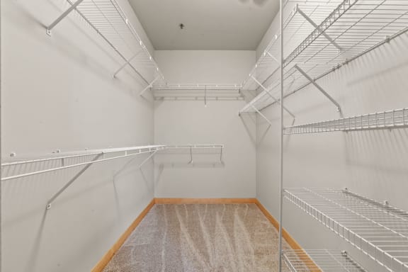 Spacious closet in bedroom. Lowertown Lofts  in St. Paul, MN 3 Bedroom 2.5 Bath Plus Den Apartment  at Lowertown Lofts, Minnesota