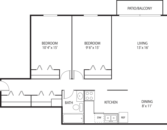 2 bed 2 bath floor plan B 2 bed 2 bath floor plan B at Axon Green, Minneapolis, Minnesota