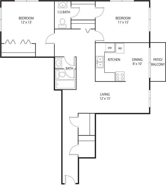 2 bed 2 bath floor plan A 2 bed 2 bath floor plan A at Axon Green, Minneapolis, MN