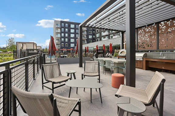 Luxury grilling station and pergola at The Mera, St Louis Park, MN, Minnesota, 55426
