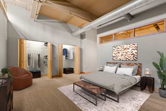 Bedroom at Lowertown Lofts  in St. Paul, MN 3 Bedroom 2.5 Bath Plus Den Apartment  at Lowertown Lofts, Minnesota