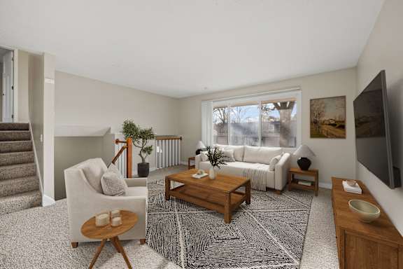 Bright Living Room at Beach South at the Lake, Robbinsdale, MN, 55422