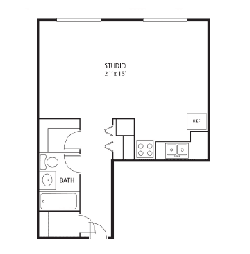 Studio 1 bedroom 1 bathroom A at Axon Green, Minnesota, 55416