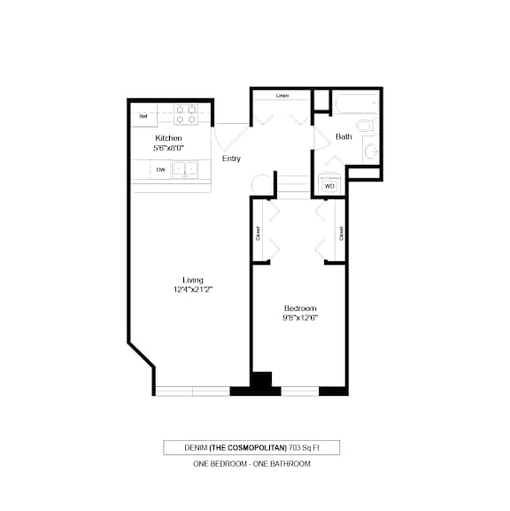 Denim Floor Plan at The Cosmopolitan, Minnesota, 55101