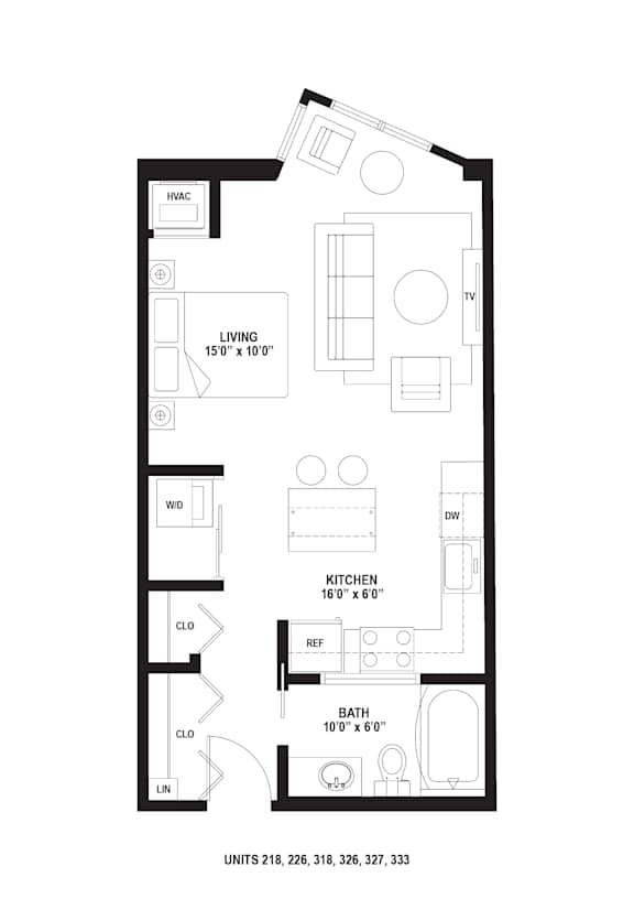 A1 Floor Plan at The Ellory Apartments, Minnesota, 55401