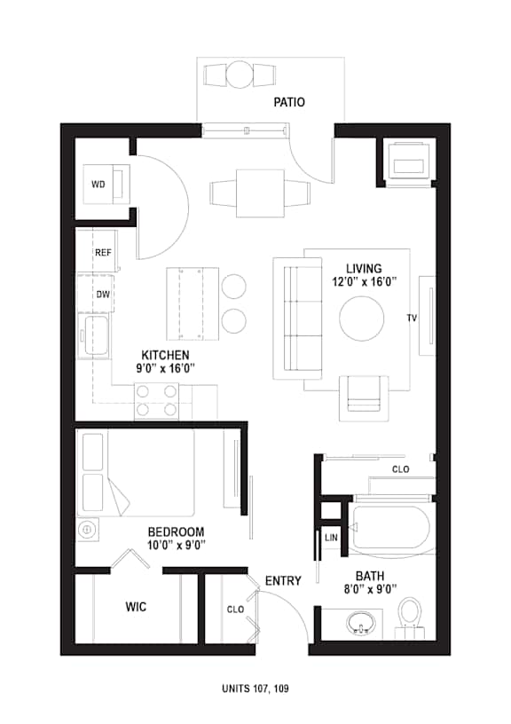 B3 Floor Plan at The Ellory Apartments, Minneapolis, MN, 55401