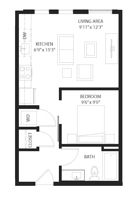 Fulton floor plan 512 Sq.Ft. at The Whit, Minnesota