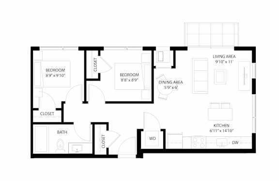 Hale Floor Plan 712 Sq.Ft. at The Whit, Minneapolis, 55404